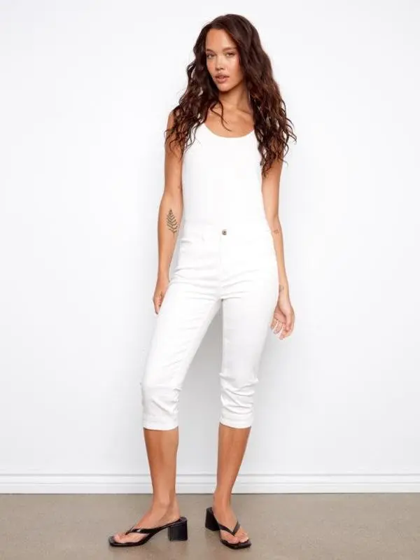 Charlie B White Twill Capri Pants