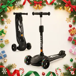 Kid Scooter for Boys & Girls, 3-Wheel Kick Scooter with LED Light Up Wheels, Adjustable Height Foldable Toddler Scooter for Ages 3-12 Kickscooter