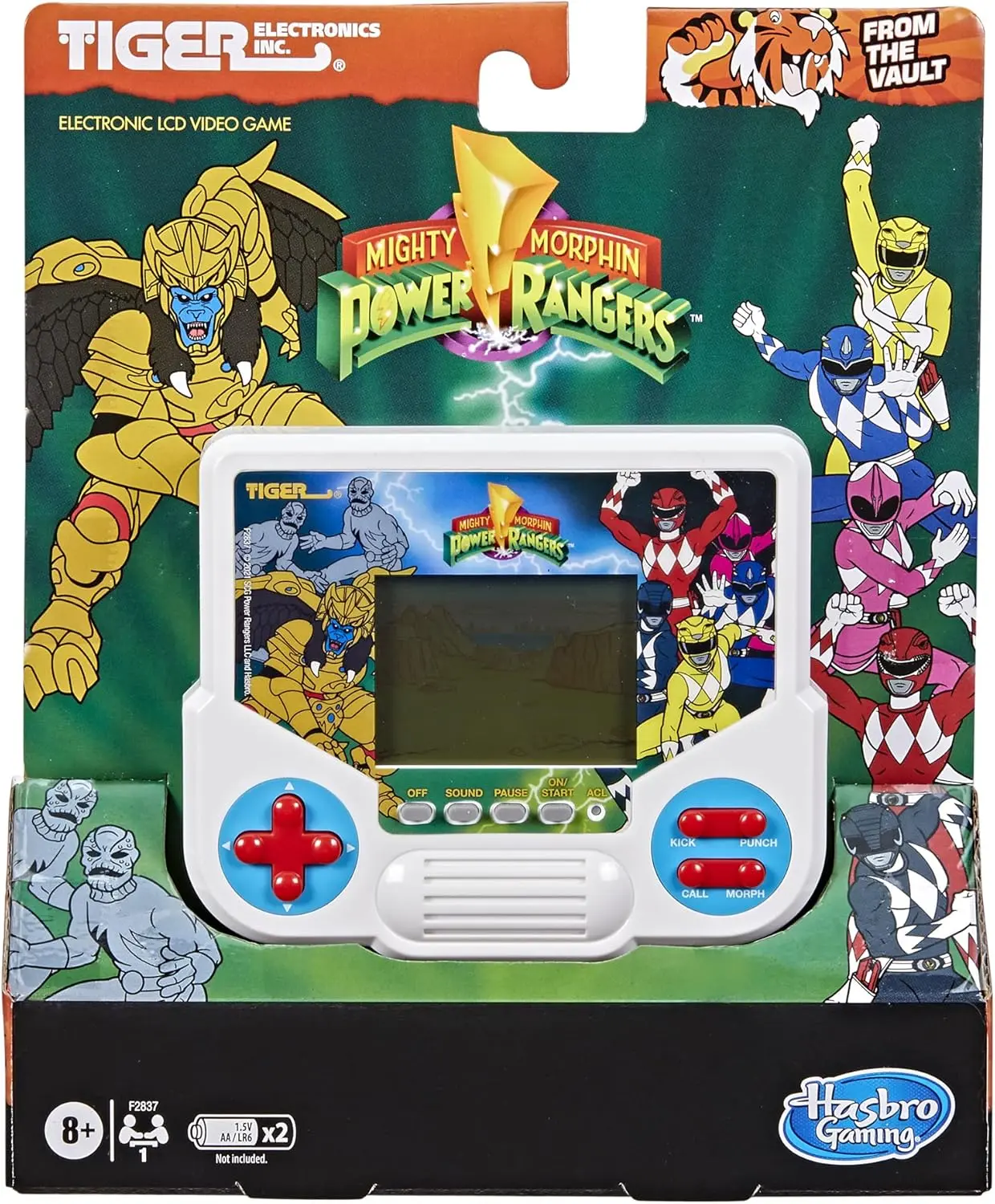 Hasbro Gaming Tiger Electronics Mighty Morphin Power Rangers Retro LCD Handheld Video Game Console - Vintage Gaming Device, 4.1 in Screen, Iconic Characters, Gift for Ages 8+ Kids