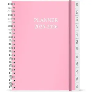 2025-2026 Weekly & Monthly Planner – July 2025 to June 2026, 6.25'' x 8.25'', 12 Tabs, 14 Notes Pages, Plastic Pocket, Flexible Cover, Twin-Wire Binding