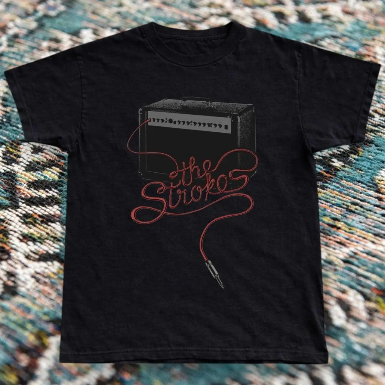 Y2K indie The Strokes amp graphic tee black unisex
