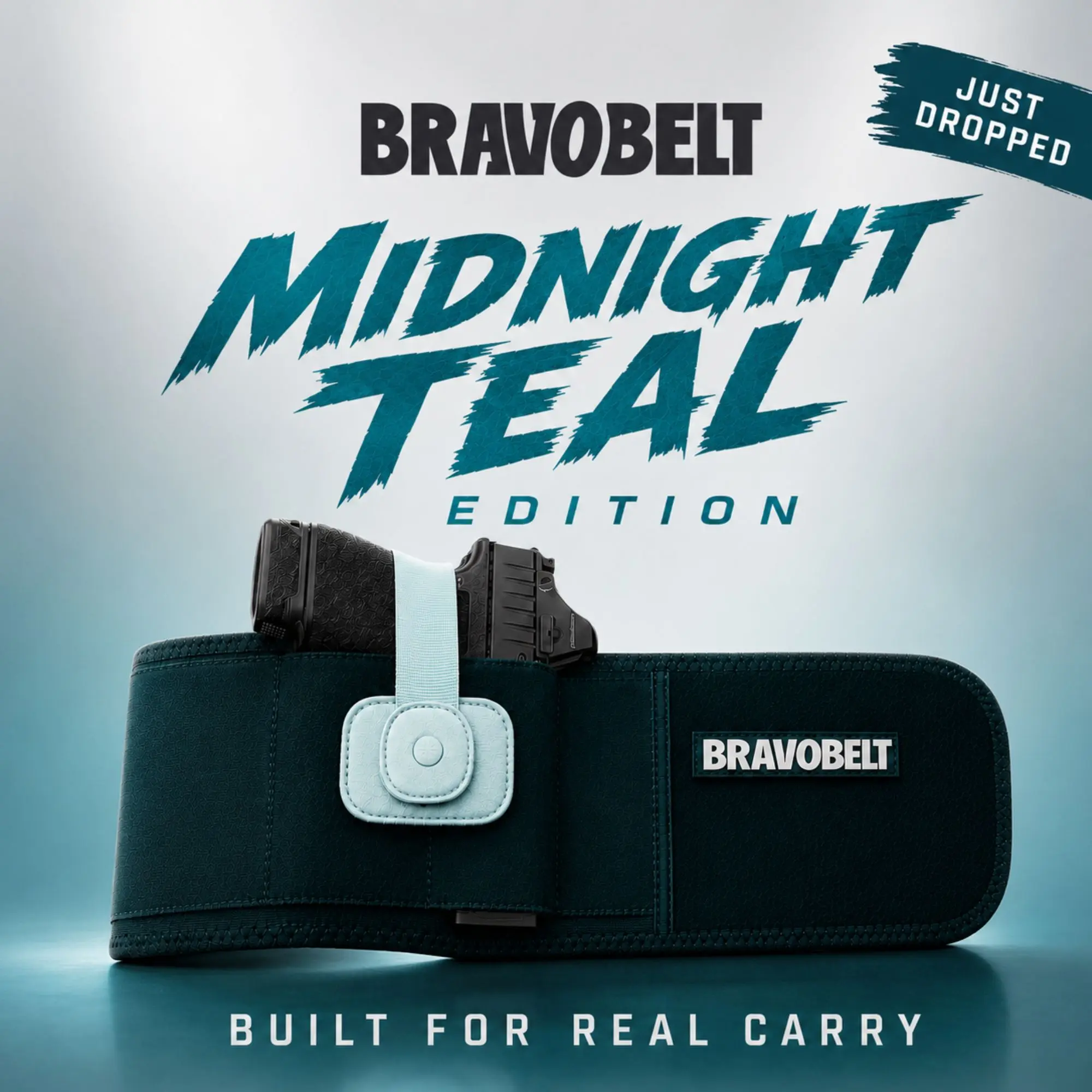 BRAVOBELT Belly Band Holster - Athletic Holster for Concealed Carry - Midnight Teal Edition
