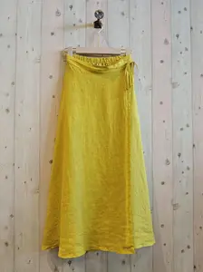 100% Tie LINEN SKIRT: Yellow