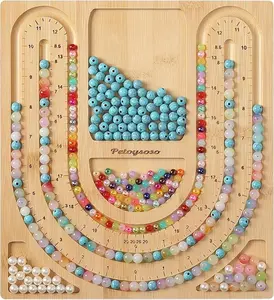 Bamboo Bead Board for Jewelry Making, Ideal for Bracelet Design and DIY Beading Projects, Perfect for Creating Bracelets and Jewelry.