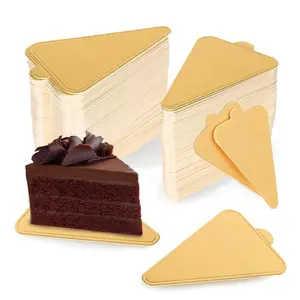 [New deal]- Triangle Cake Bases, 100PCS Mini Cake Board Mousse Cake Cardboards Dessert Display Trays Golden Pastry Plates