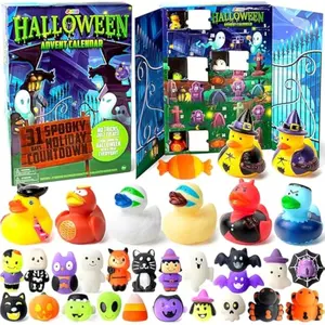 Halloween Mochi Squishy Toys and Rubber Duck Surprise Toy Set, Holiday CountDown to Halloween, Advent Calendar Toys for Kids Party Favor Supply, Trick or Treating