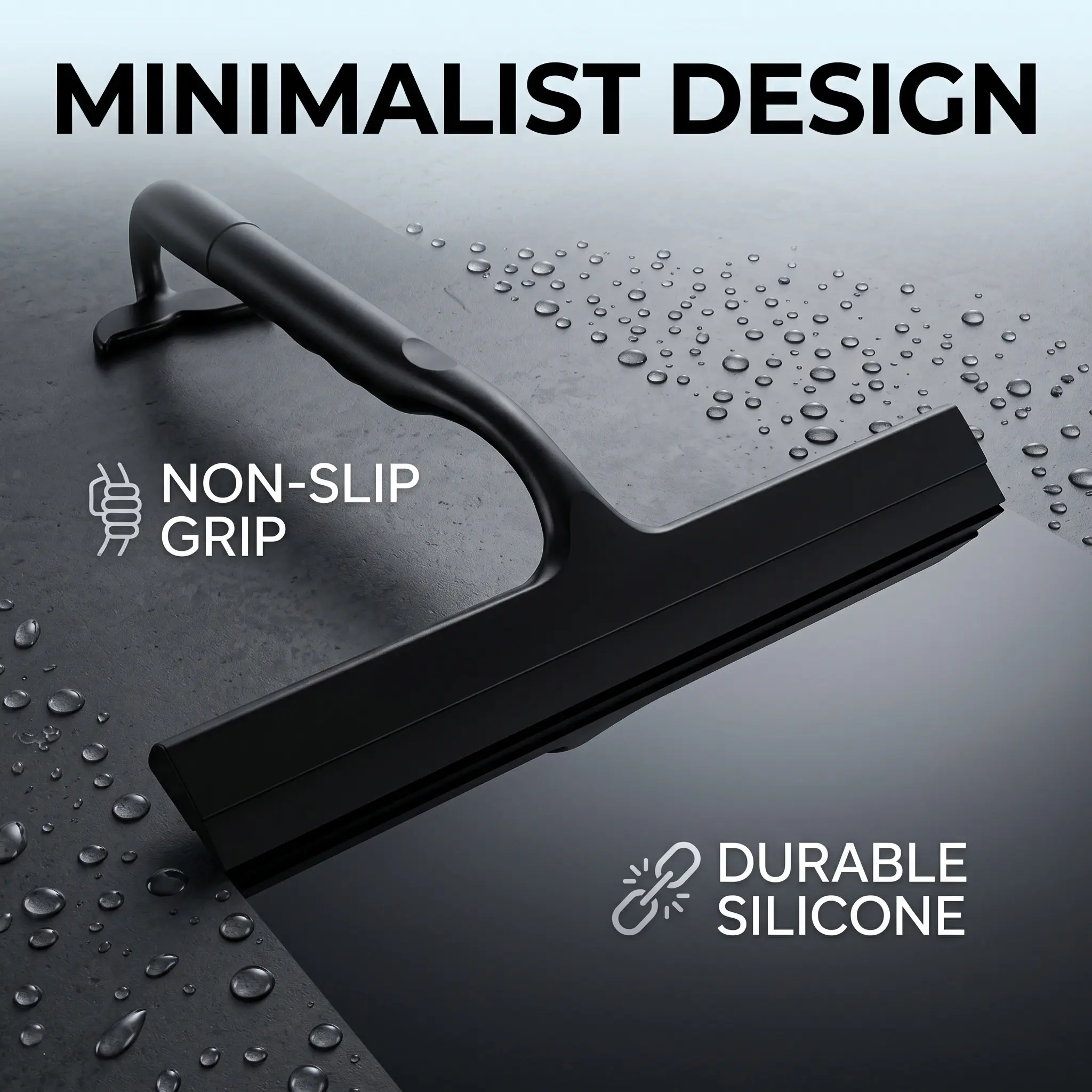 10-Inch Shower Squeegee for Glass Doors, Rustproof Silicone-Wrapped Stainless Steel Window Squeegee, Streak-Free Water Wiper Blade for Bathroom, Mirrors, Tile, and Car Windshield Black