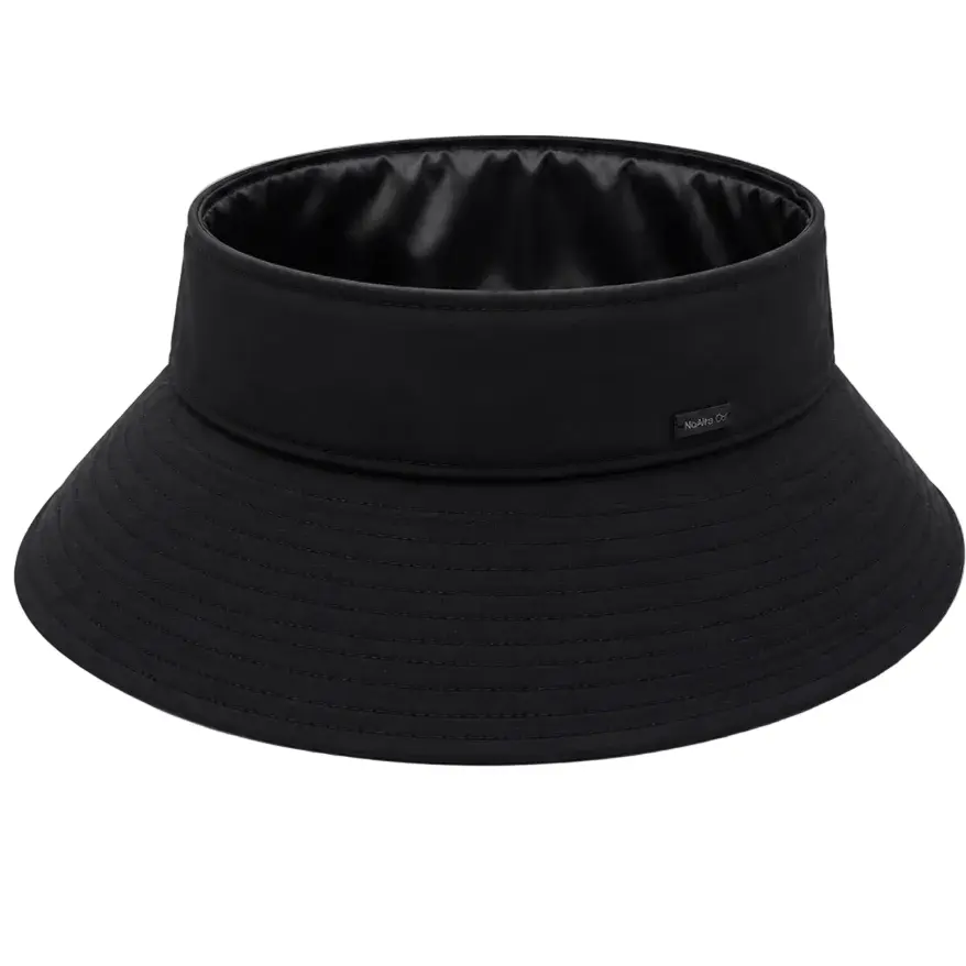 Satin-Lined Open-Top Wide-Brim Sun Visor Cap