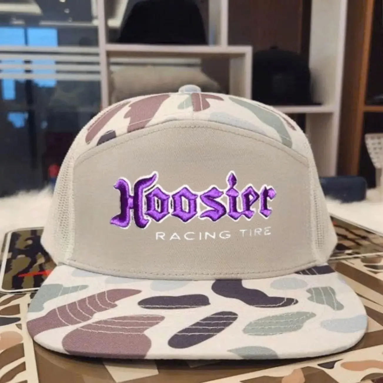 Hoosier Racing Tire Patch Embroidered Trucker Hat, Unisex Adjustable Snapback Trucker Hat