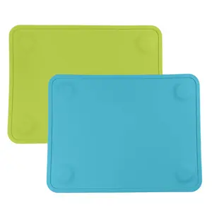 WeeSprout Silicone Suction Placemats for Babies, Toddlers & Kids, Durable Food Grade Silicone with Non-Slip Suction, Raised Edges Contain Mess, 2 Pack