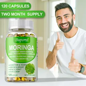 Buporai Dietary Capsules 120, Moringa Leaf Powder Plant Extract, supports bone and joint, hair and skin health.