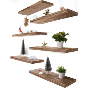 Light  Floating Shelves for Wall Rustic Wall Shelf for Bedroom Living Room Set of 6