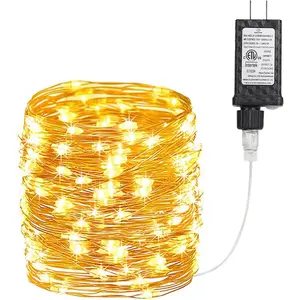 Fairy String Lights 33FT 100 LEDs Plug in Copper Wire String Light DIY for Bedroom Parties Wedding Christmas Indoor Outdoor Decoration Warm White Non-Connectable