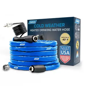 Camco Heated 50 Foot RV Drinking Water Hose, Freeze Regulator Down to -40F, Blue