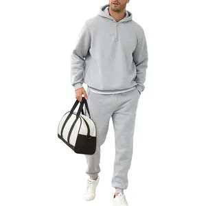 sweat suit for Men's hoodies Quarter Zip 2 Piece Set Long Sleeve Casual Tracksuits Sweatsuit