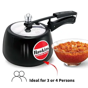 Hawkins 1.5 Litre Contura Black Pressure Cooker – Hard Anodised Multipurpose Cooker