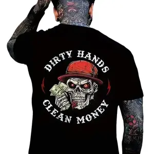 Dirty Hands Clean Money Shirt 2025 New Soft Comfortable 100% Cotton Men's Casual Crew Neck T-Shirt Menswear Tops Gift for Husband Made in USA Unisex, Tops,Gift for Husband, Machine Washable, Perfect for Parties & Outdoor Events, Funny T Shirts Crewneck