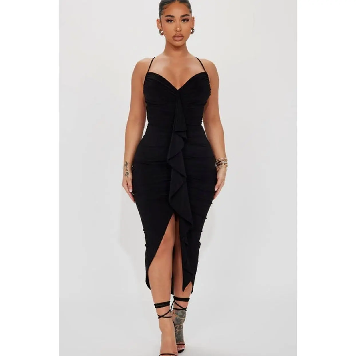 Gloria Midi Dress - Black