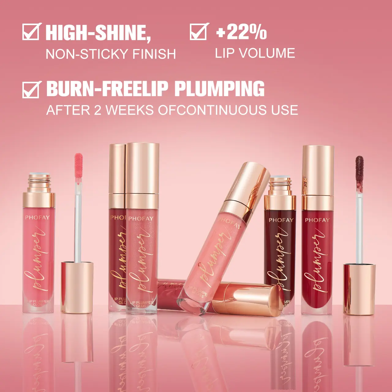 PHOFAY Shiny Lip Plumper Gloss (7ml) - Adult Cosmetic Lipgloss, Plumping, Shine-Enhancing, All Skin Types, Natural or Glossy Lips Finish