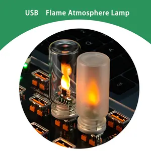 Realistic USB Powered LED Candle Night Light, Sand Flame Effect, Perfect for Bedroom, Car, Party, Christmas/new Year Gift, Portable Table Lamp