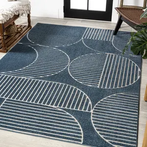 JONATHAN Y Nordby High-Low Geometric Arch Scandi Striped Indoor/Outdoor Area Rug; for Living Room, Kitchen, Bedroom, Dining Room, Patio, Porch, Backyard