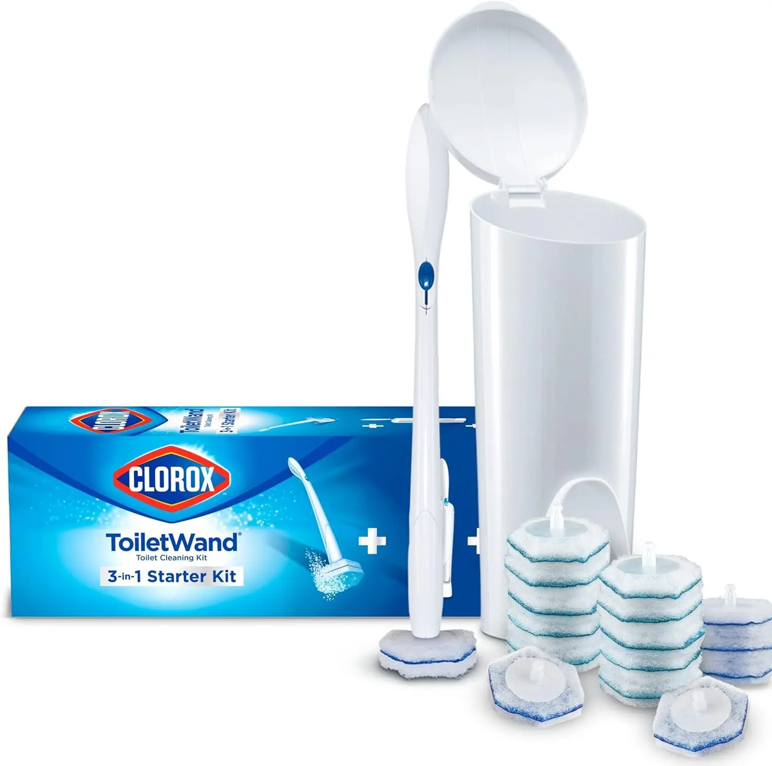 toilet Cleaning System  ToiletWand  Storage Caddy and 16 Heads Package May Vary