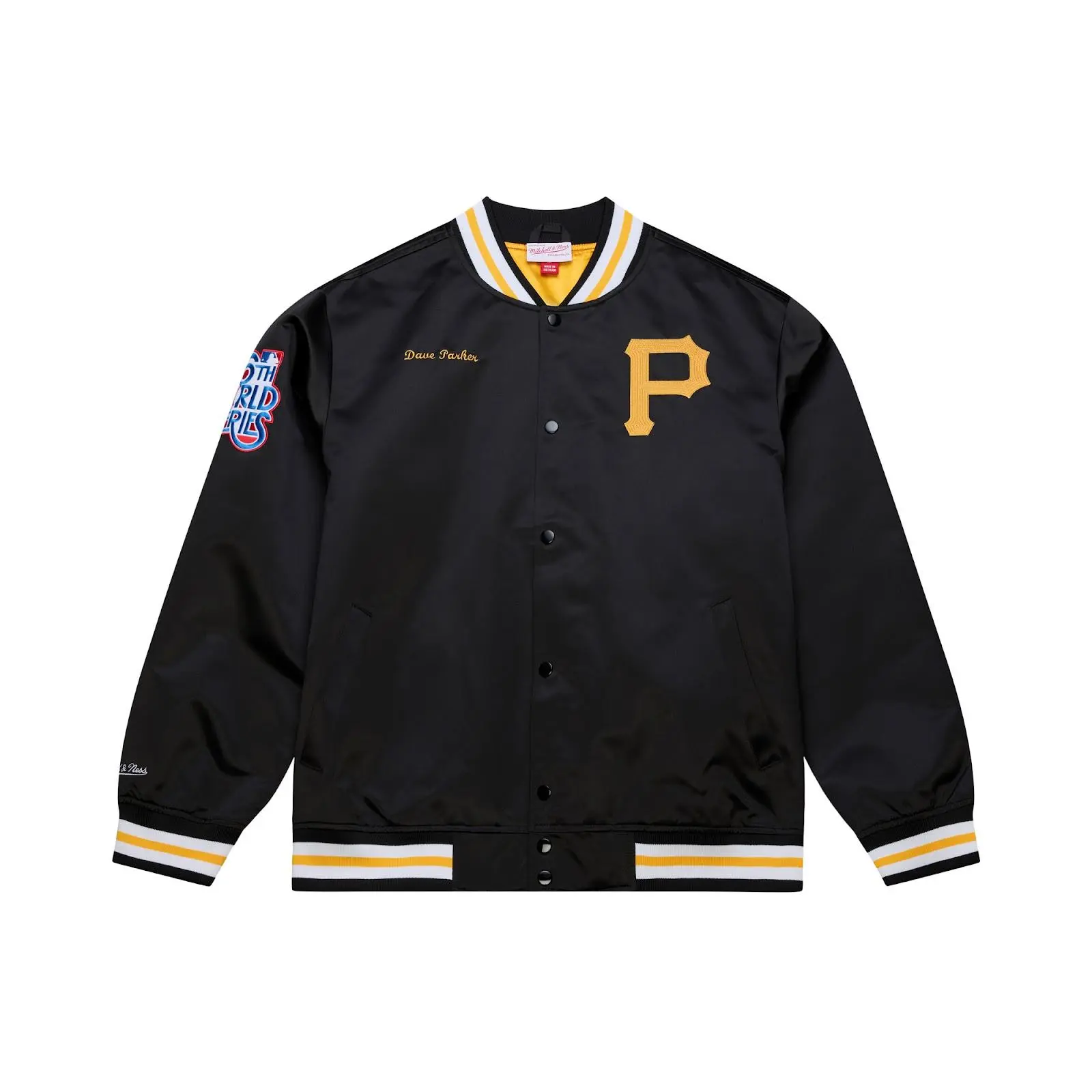 Dave Parker Pittsburgh Pirates Black Player Lightweight Satin Full-Snap Jacket MLB Throwback Outerwear Vintage Fan Gear Mitchell & Ness