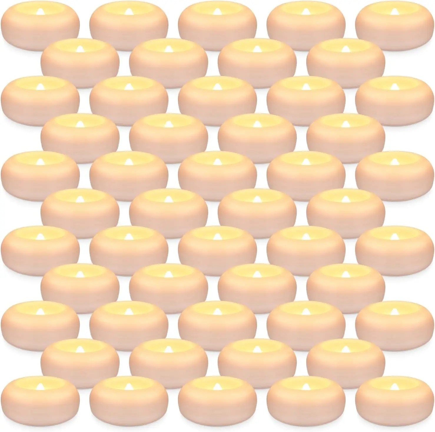 50 Pack 2" Floating Candles Water-Activated Flameless LED Candle Warm White Battery Operate Waterproof Tealights for Cylinder Vases Centerpieces at Wedding Party Pool Romantic