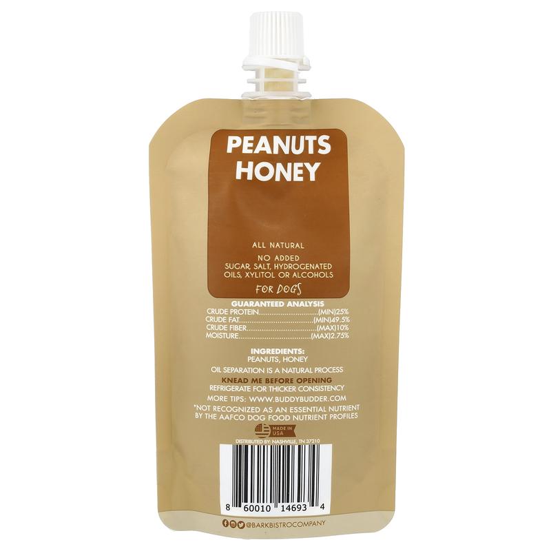 Bark Bistro Buddy Budder, Peanut Butter, For Dogs, Ruff Ruff Raw, 4 oz (113 g)