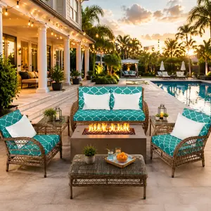 8 Pcs Stretch Patio Cushion Covers for Sectional Sofa Outdoor Furniture, Washable Elastic Slipcovers for Backyard Patio Makeover, Poolside Summer Hosting, Outdoor Living Decor, 4 Backrest 32-40"x20-28" & 4 Seat 20-27.5"x20-25"