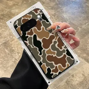 Rounded Edge Phone Case for Google Pixel 10 9 8 7 Pro A XL Neutral Camo Texture Pattern Shockproof Full Camera Protection Durable Slim Liquid Silicone Cover Smartphone Casing