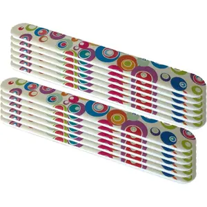 Set of 12 Dual-Sided Nail File Emery Board Heavy Medium Grit Cushioned Washable Easy Grip Comfortable Filing Smoothing Finishing Nails 6.5” Travel TSA Approved (Retro Circles)