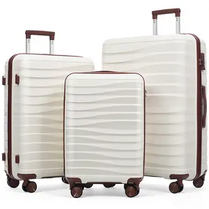 Durable PP material travel luggage 3-piece set, 20/24/28 inch full-size coverage, wear-resistant, durable, easy to clean, TSA password lock anti-theft and reassuring, 360 ° rotating universal wheel smooth and quiet, suitable for business and family travel