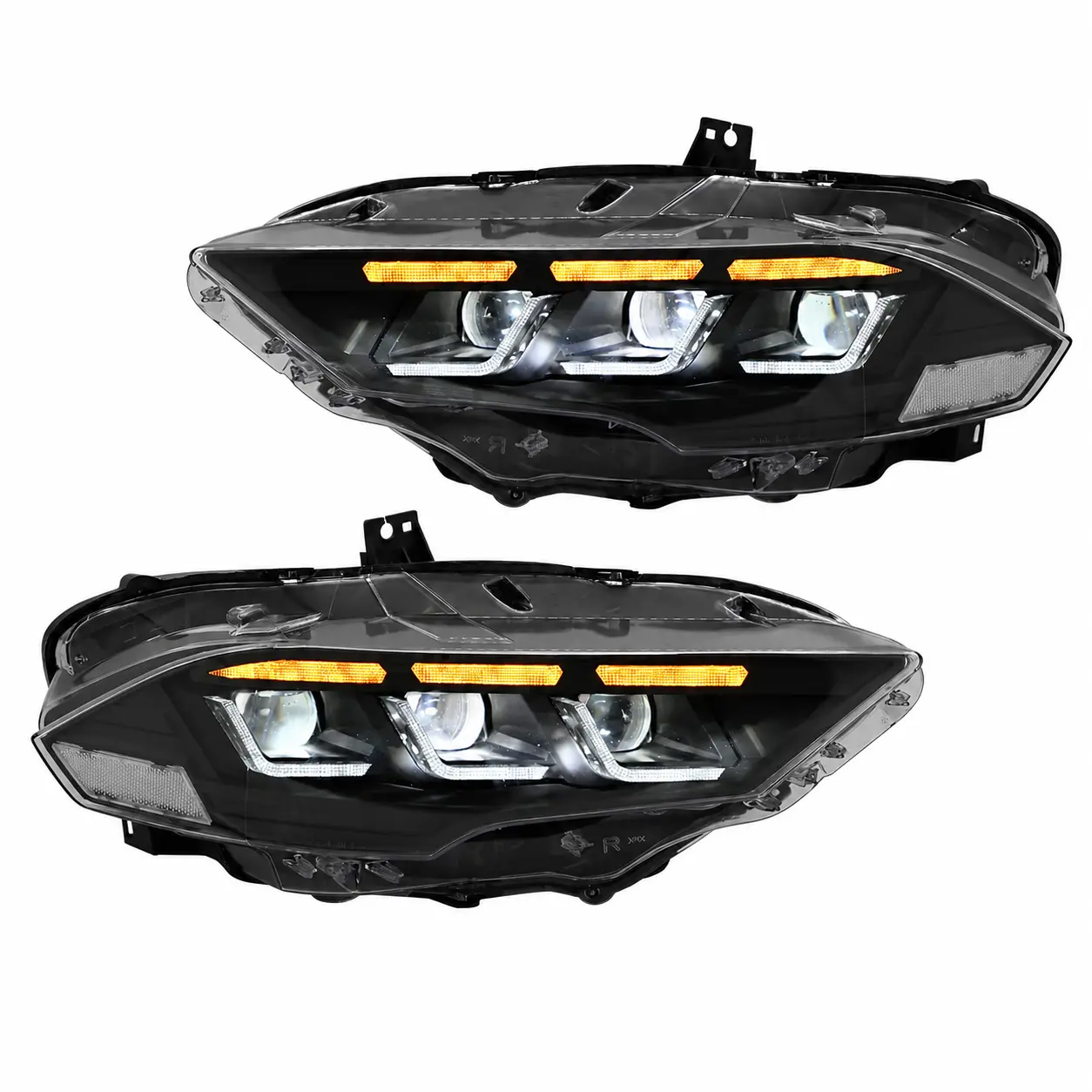 2015-2017 Ford Mustang S550 Pre-Facelift LED Triple Projector Headlights | Triple Bar DRL