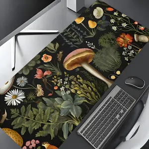 Vintage Botanical Mouse Pad Mushroom & Flower Design Gaming Mouse Pad, Large Non-Slip Rubber Design for Home & Office, Office Desk Accessories, Perfect Gift for Boys & Girls