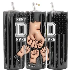 Personalized Father's Day Tumbler Best Dad Ever Custom Name Drinkware Bottle Gift for Dad Washable Reusable Portable