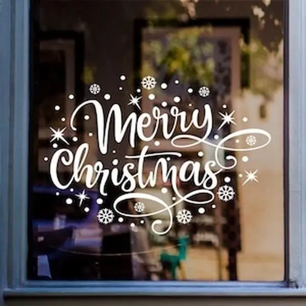 Merry Christmas Window Decal for Holiday Decoration - 11” Long