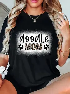 100% Cotton Unisex Vintage Doodle Mom Bleached Shirt Leopard Golden Doodle Mom T-Shirt