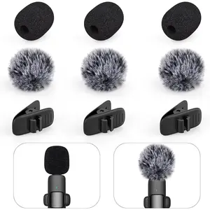 ROGEE Mini Wireless Furry Windscreen & Foam Cover Set for Lavalier Microphone, Wind Muff Foam Mic Cover with Clip to Reduce Plosive and Better Highlight the Vocals, Washable and Windproof Wind Screen(9 Pcs) Audio Lapel Noise Recording