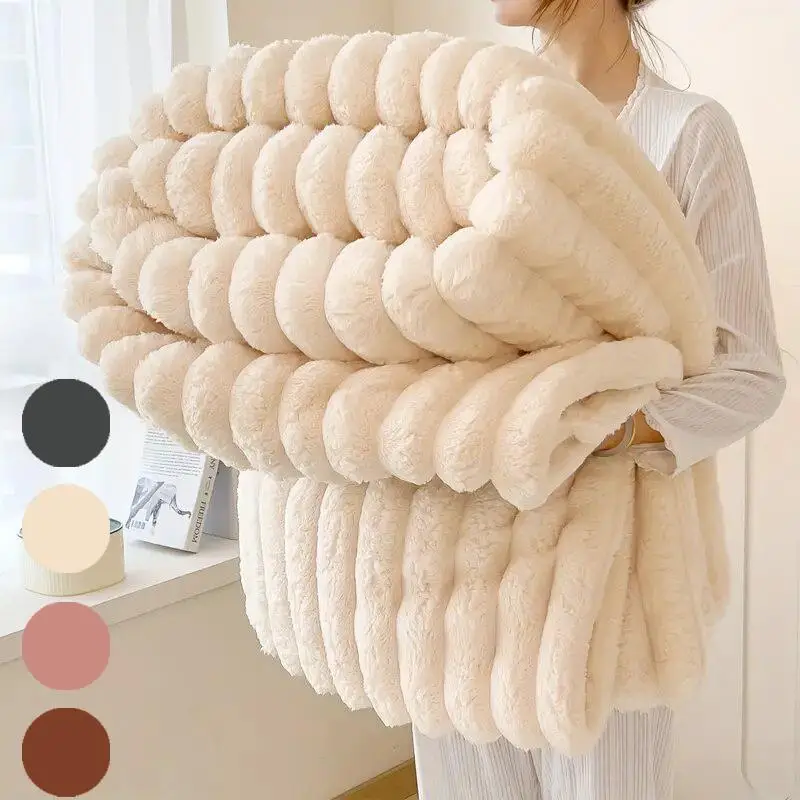 Solid Color Thickened Flannel Blanket, 1pc Soft Comfortable Throw Blanket, Fleece Cozy Blanket, Warm Bedding for Home Office Dormitory, Bedroom Access