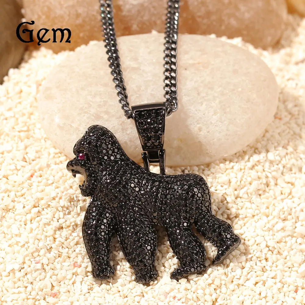 Walking Gorilla Pendant Bling Statement Charm for Hip‑Hop Street Style