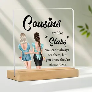 Acrylic Decorative Figurine, Cousin Like Star Illustration, Transparent Texture, Warm Words, Perfect Gift for Cousins, Acrylic Desktop Decoration