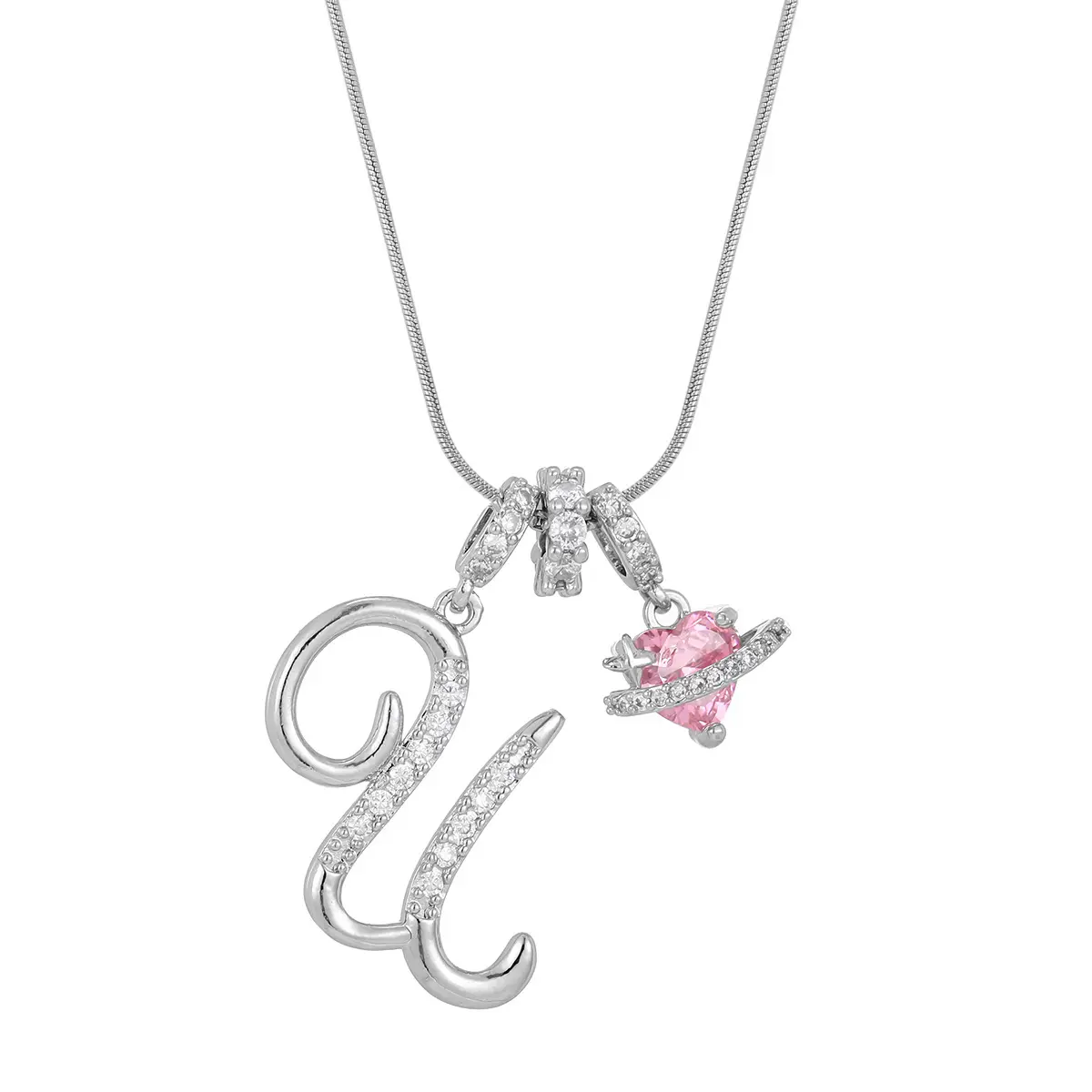 Silver U (Pendant -Snake Bone Chain)