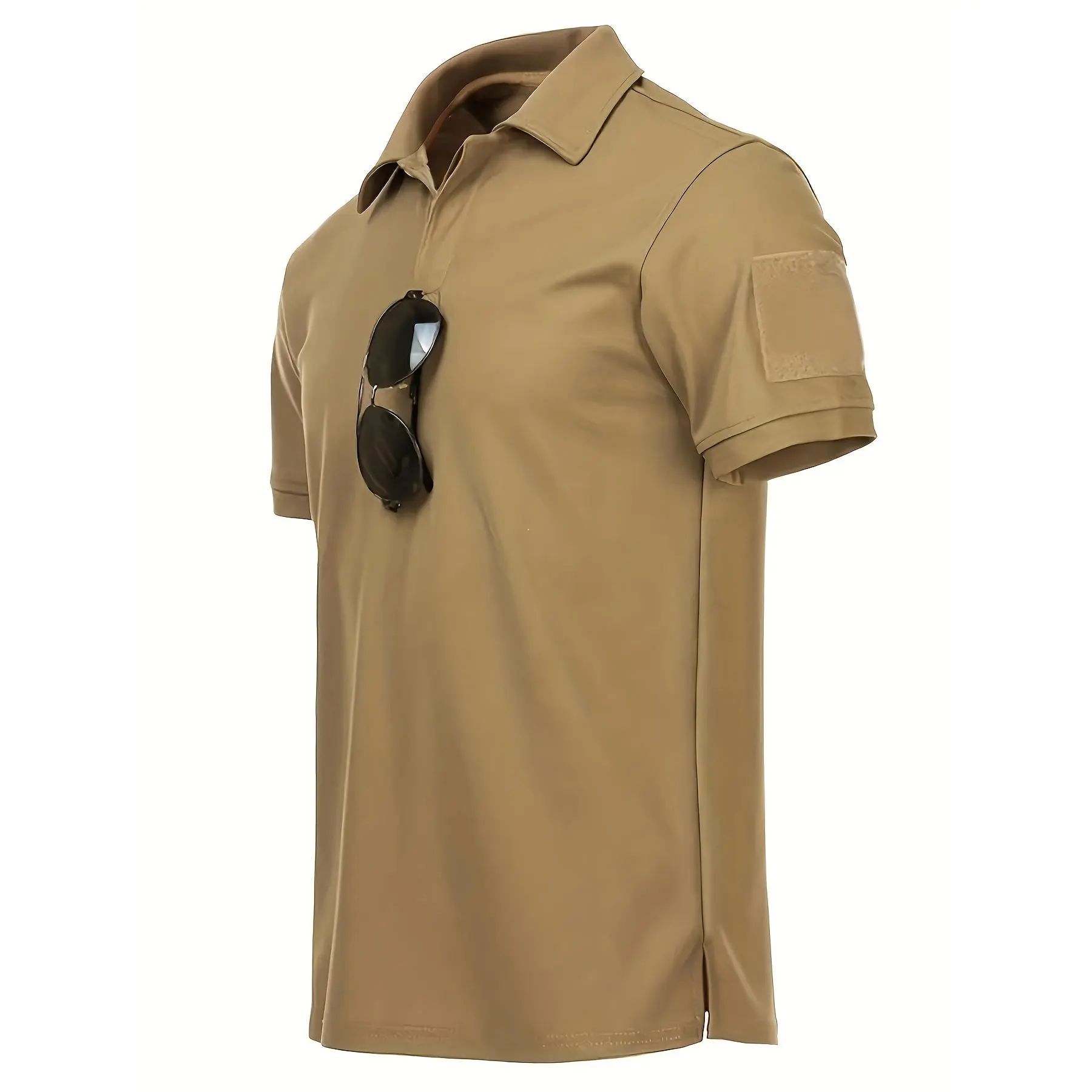 Men's Summer Outdoor Tactical Polo Shirt - Short Sleeve Lapel, Breathable, Quick-Drying, Classic Fit Male Adult Casual Wear - Machine Washable, Do Not Dry Clean for Hiking, Camping