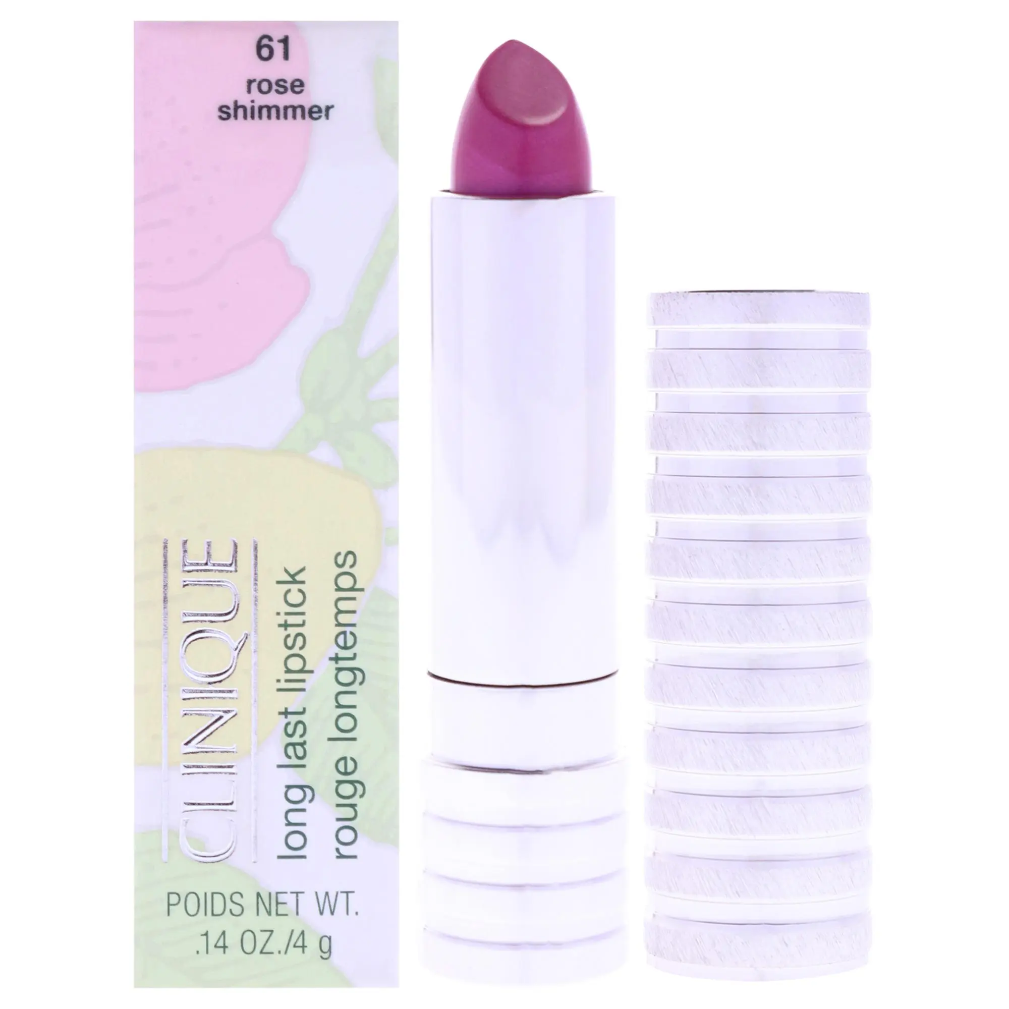 Clinique Women's Long-Lasting Makeup Lipstick - 61 Rose Shimmer, 0.14 oz