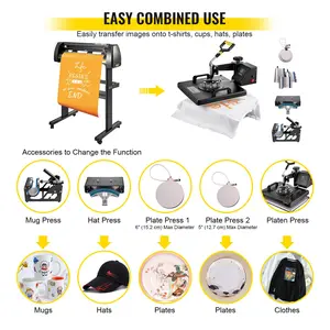 VEVOR 8 In 1 Heat Press Sublimation Machine 28 Vinyl Cutter Cutting Plotter