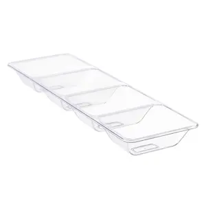 16" x 5" Clear 4-Section Rectangular Disposable Plastic Trays