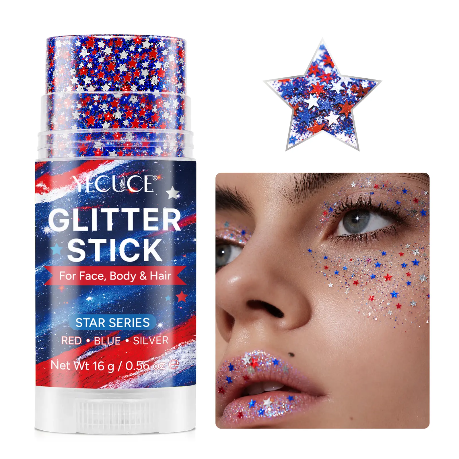 Yecuce Body Glitter Stick, Sparkly Mermaid Face Glitter Makeup for Kids | Waterproof Rave Outfits Accessories for Women, Holographic Sequins Hair Glitter for Festival Singer Party Concert Cosplay