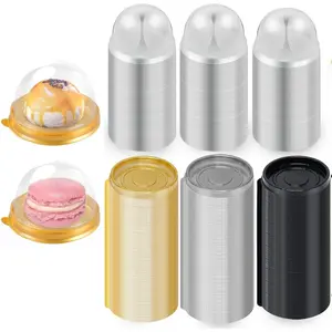 300Pcs Mini Cake Containers, Clear Plastic Small Cupcake Boxes with Dome Lids for Individual Chocolate Covered Cookies, Strawberry, Mooncake (Silver, Gold, Black) - Home Improvement.