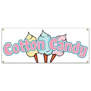 SignMission  48 in. Cotton Candy Banner with Concession Stand Food Truck Single Sided